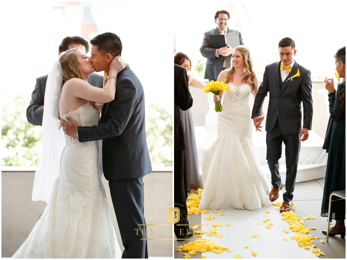 w austin wedding photographer bride groom first kiss