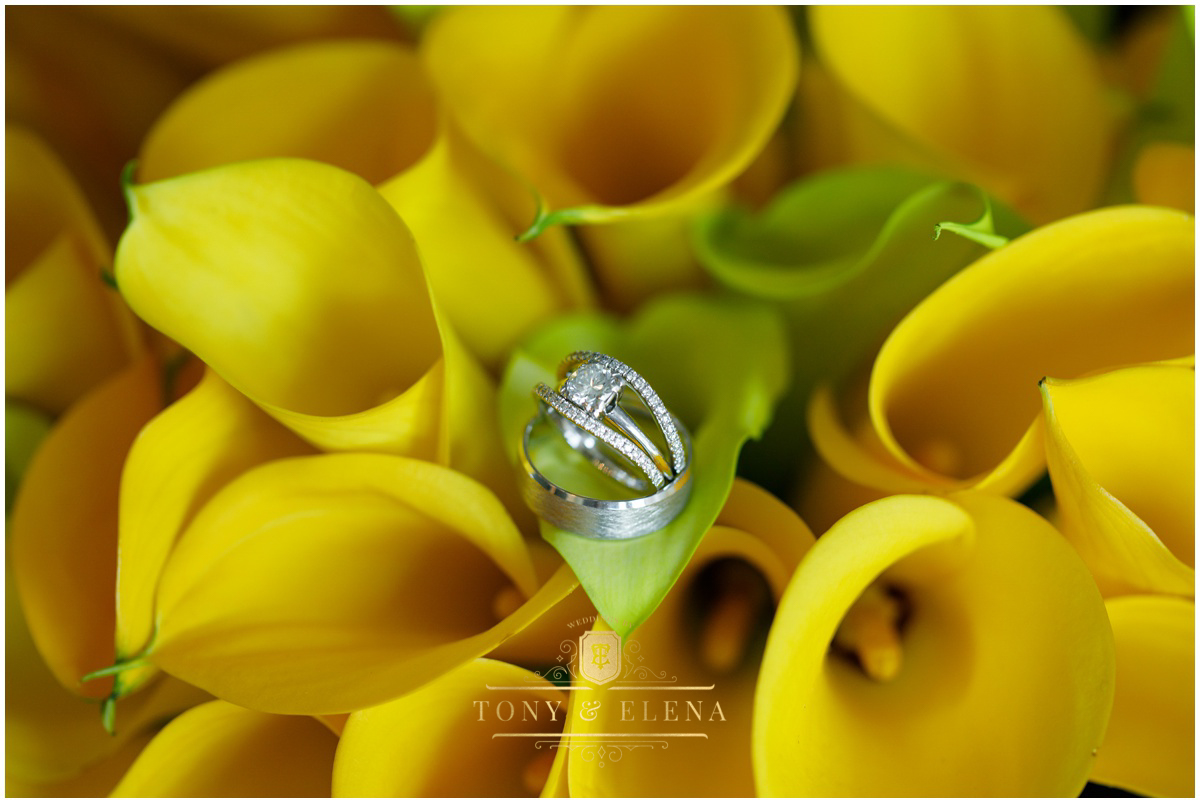 w austin wedding photographer rings in flowers