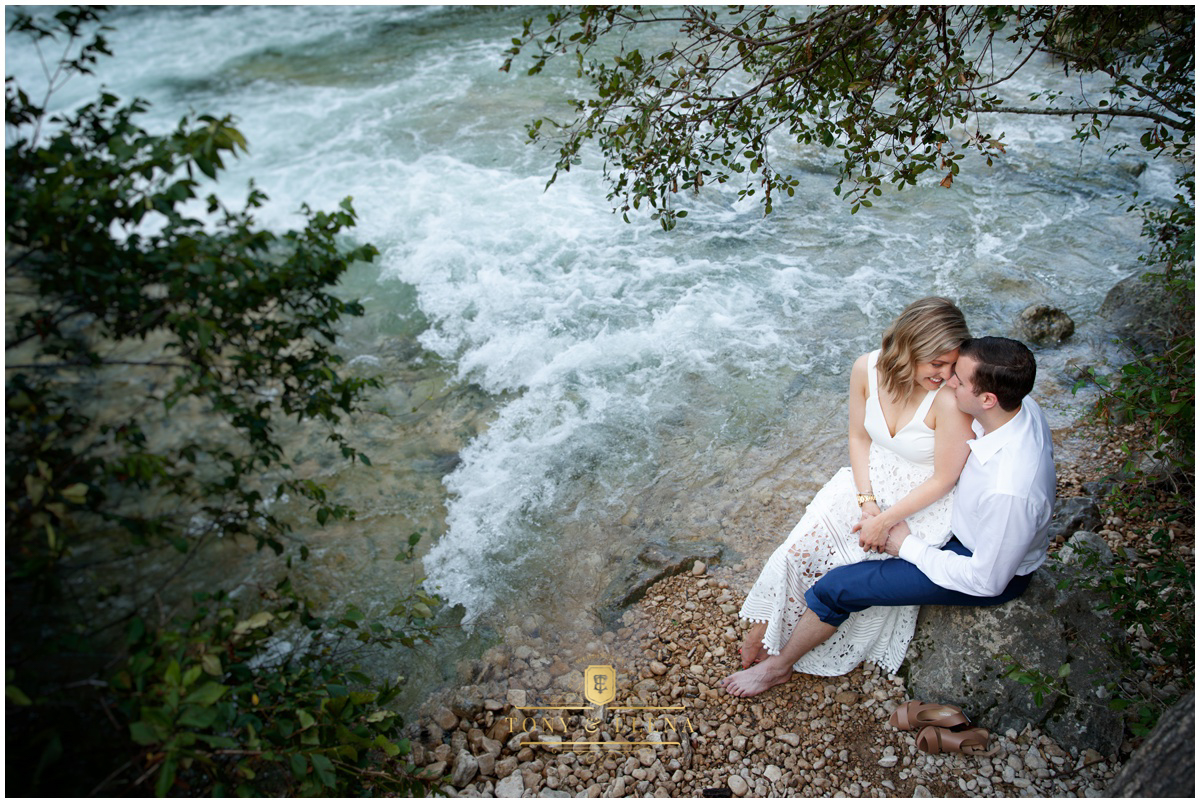 austin engagement session bride groom from above