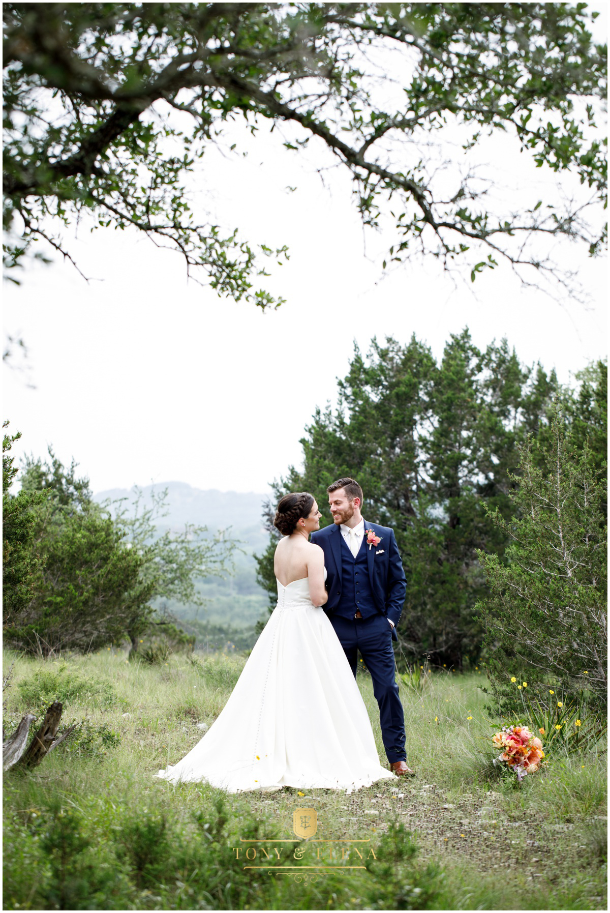 best wedding photographer in austin terrace club bride groom hill country view