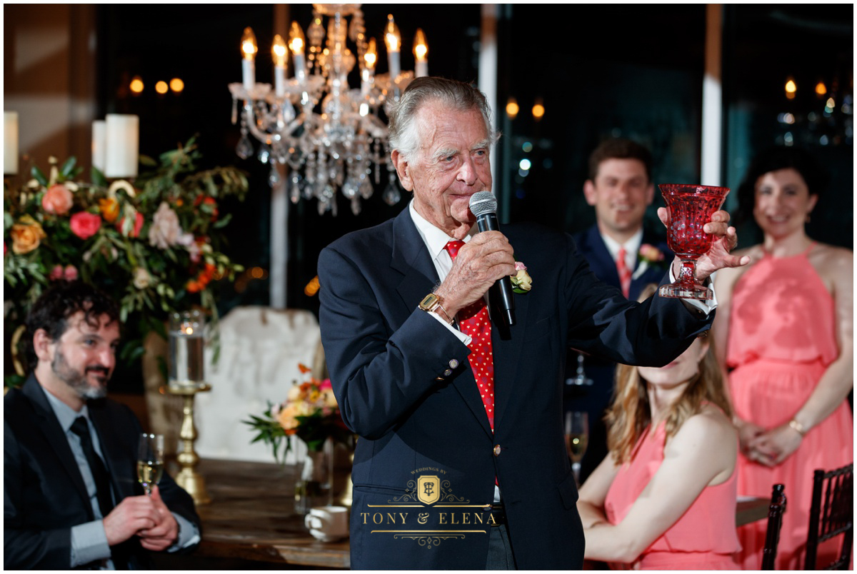 best wedding photographer in austin terrace club grandfather toast