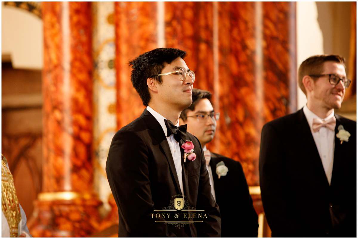 asian wedding photographer austin saint mary cathedral groom