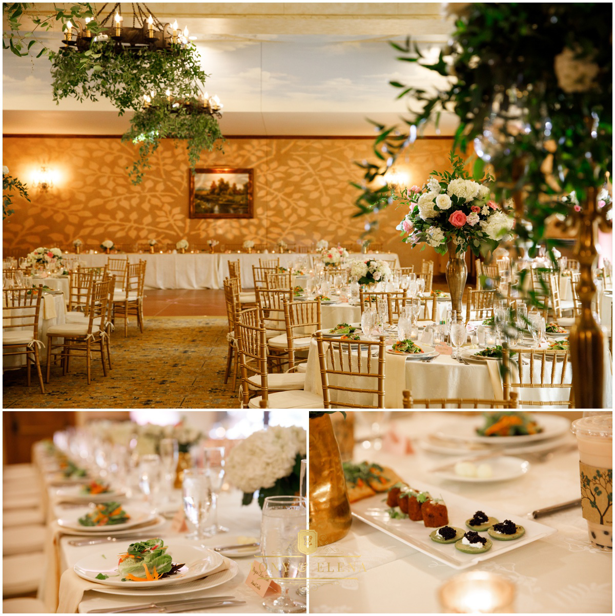 hotel granduca wedding photographer reception ballroom details