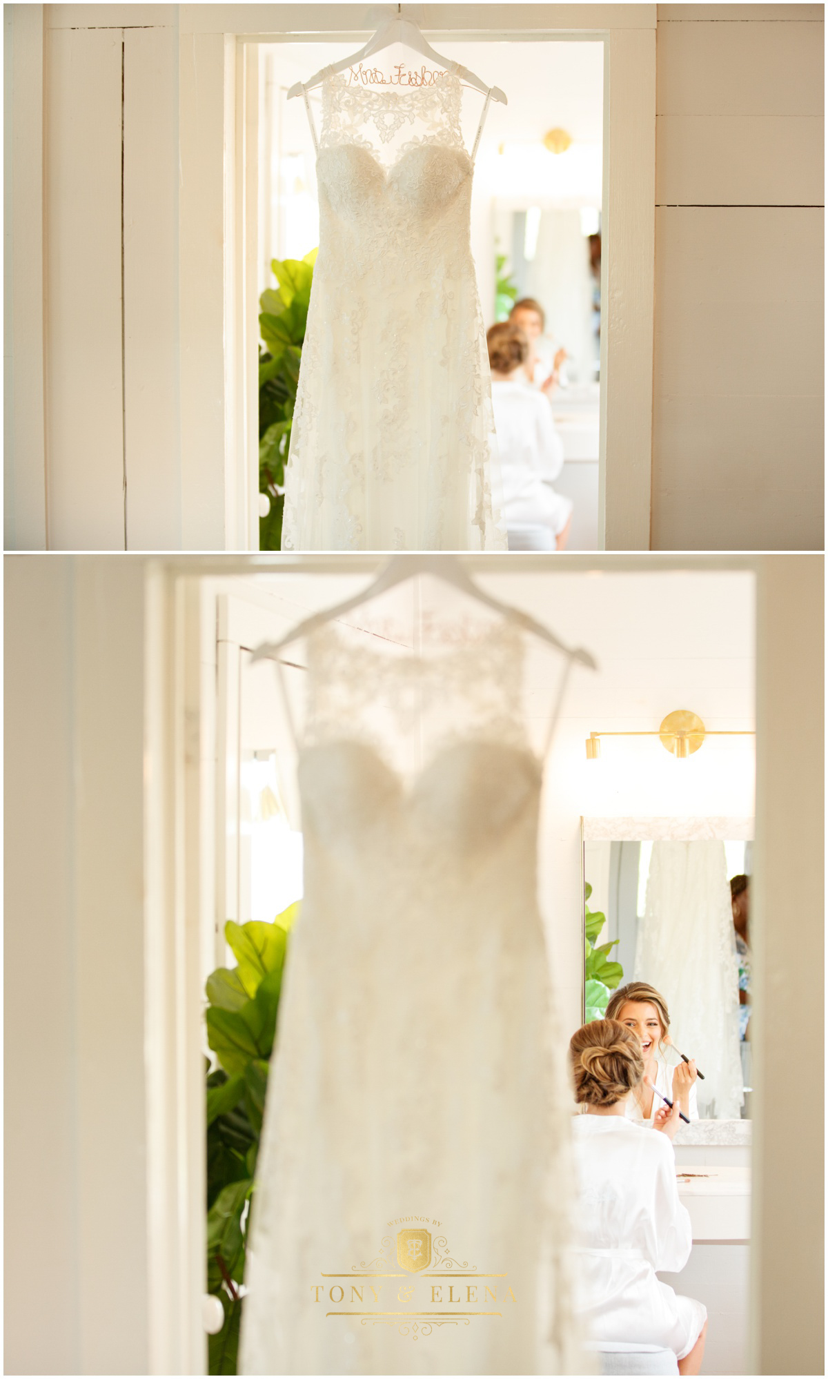 austin wedding photographer ivory oak bride dress hanging