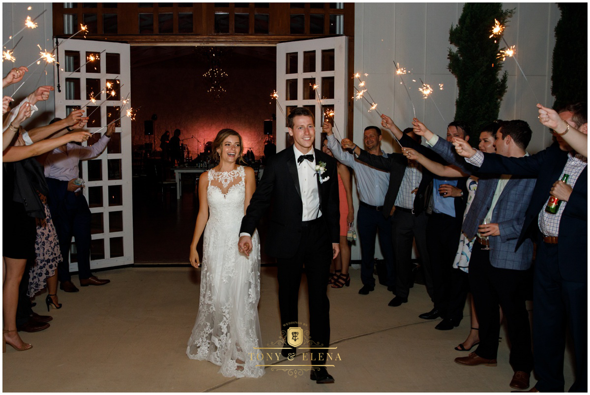 austin wedding photographer ivory oak bride groom sparkler exit