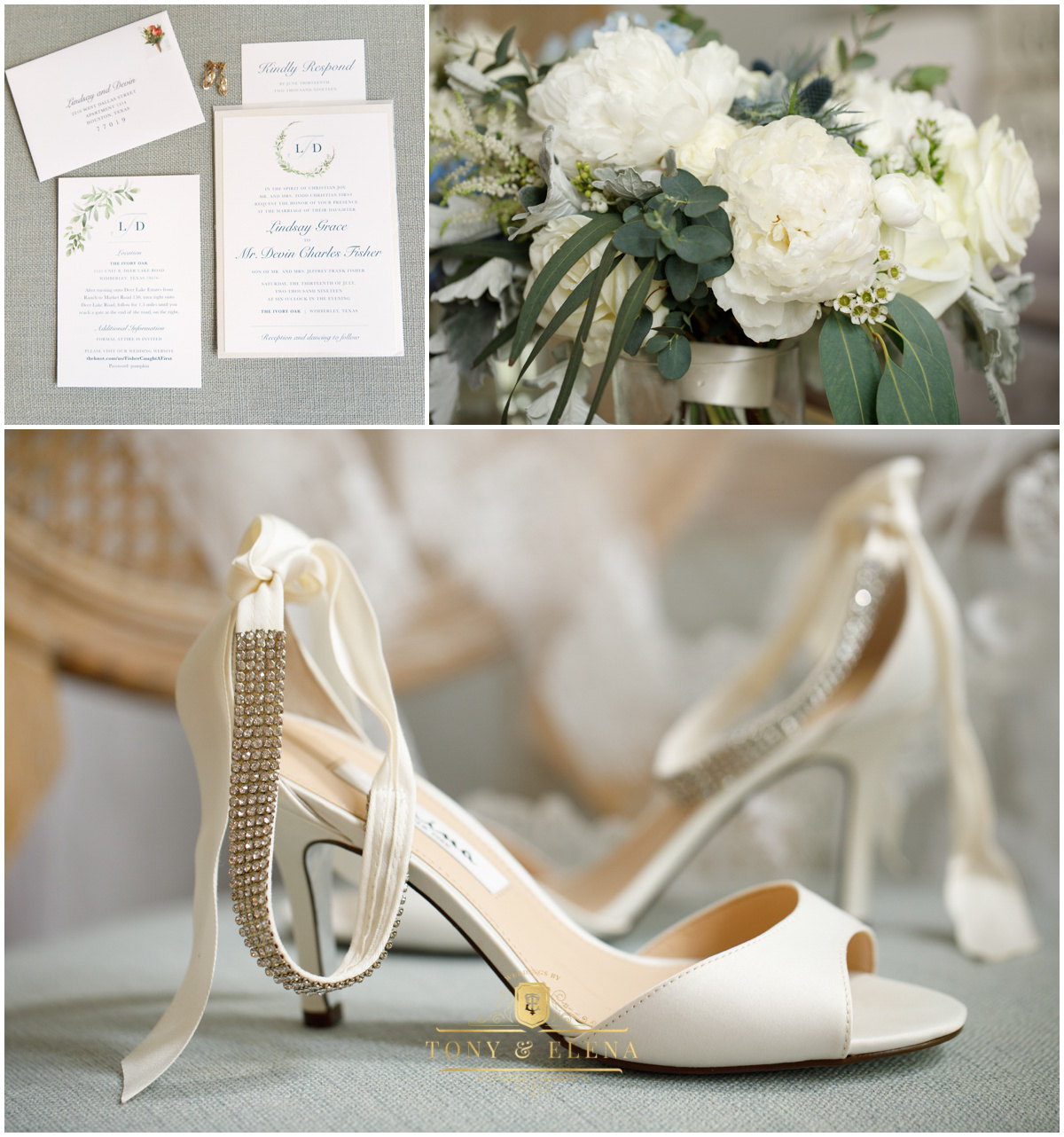 austin wedding photographer ivory oak invitations shoes