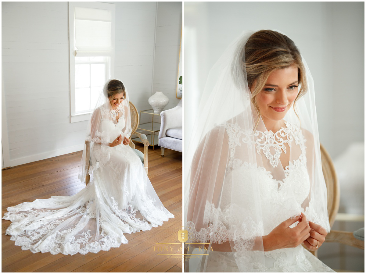 austin wedding photographer ivory oak bride with veil full length