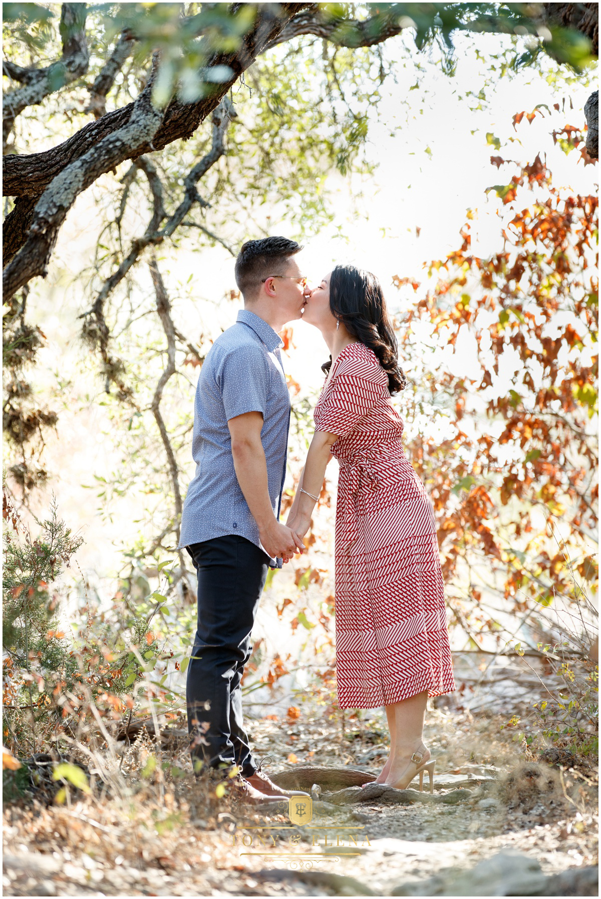austin engagement session mckinney falls state park bride groom kiss