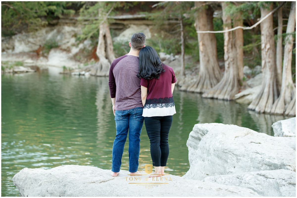 austin engagement session mckinney falls bride groom from behind
