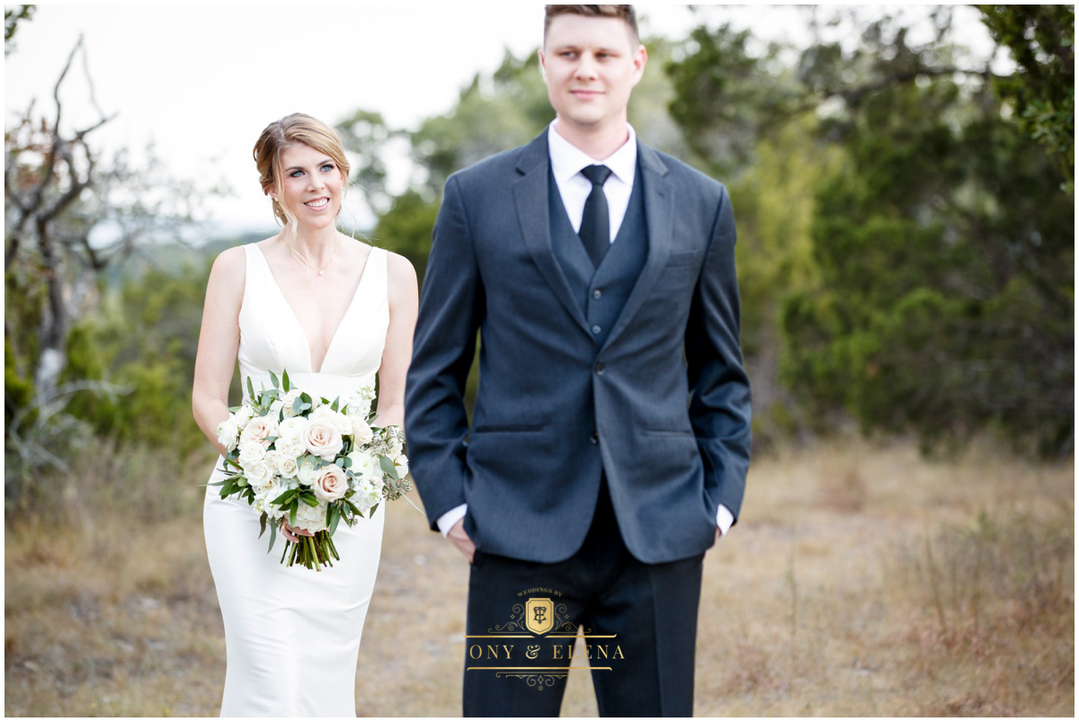 Austin wedding photographer terrace club bride smiling at groom first look